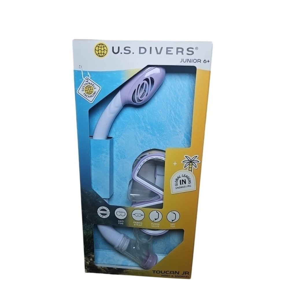 US Divers Toucan Jr Kids Snorkel Mask Set Purple White Junior 6+ SC2101020